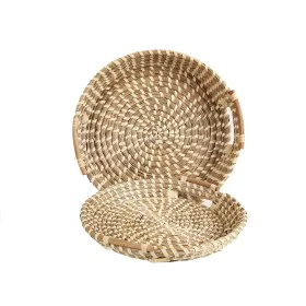 Set of trays Romimex Beige Natural Fibre 2 Pieces by Romimex, Plates and dishes - Ref: D1619948, Price: 70,56 €, Discount: %