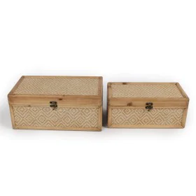 Set of decorative boxes Romimex Natural Wood (2 Pieces) by Romimex, Boxes - Ref: D1620102, Price: 76,38 €, Discount: %