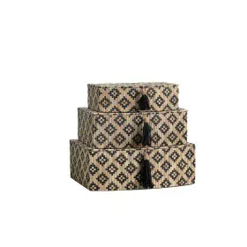 Juego de Cajas Decorativas Romimex Negro Beige Fibra natural (3 Piezas) de Romimex, Cajas - Ref: D1620103, Precio: 68,51 €, D...