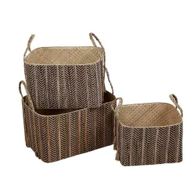 Set of decorative boxes Romimex White Natural Fibre (3 Pieces) by Romimex, Boxes - Ref: D1620105, Price: 91,23 €, Discount: %