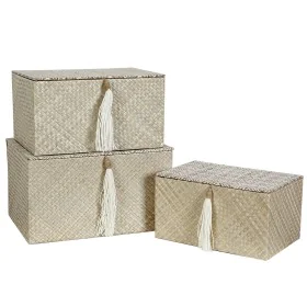 Juego de Cajas Decorativas Romimex Negro Beige Fibra natural (3 Piezas) de Romimex, Cajas - Ref: D1620106, Precio: 83,90 €, D...