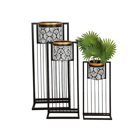 Set of Planters Romimex White Black Metal With support (3 Pieces) by Romimex, Cachepots - Ref: D1620118, Price: 262,16 €, Dis...