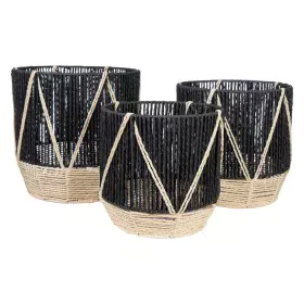 Set de pots de fleurs Romimex Noir Corde (3 Pièces) de Romimex, Cache-pots - Réf : D1620156, Prix : 50,88 €, Remise : %