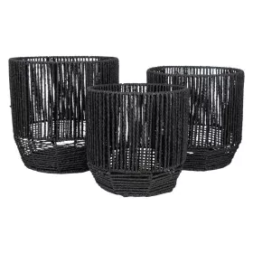 Set de Maceteros Romimex Negro Cuerda (3 Piezas) de Romimex, Maceteros - Ref: D1620157, Precio: 50,88 €, Descuento: %