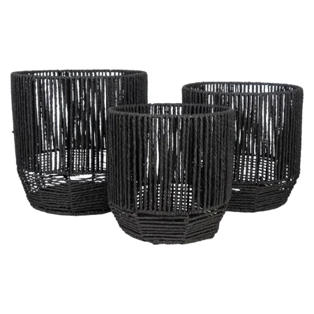 Set of Planters Romimex Black Rope (3 Pieces) by Romimex, Cachepots - Ref: D1620157, Price: 46,60 €, Discount: %