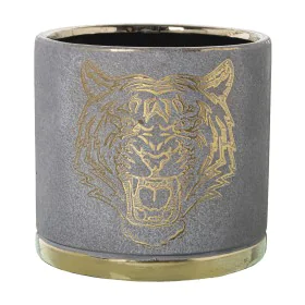 Planter Alexandra House Living Grey Golden Ceramic Tiger 18 x 18 x 16 cm by Alexandra House Living, Cachepots - Ref: D1620830...