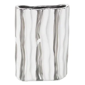 Vase Alexandra House Living White Silver Ceramic 19 x 8 x 25 cm by Alexandra House Living, Vases - Ref: D1620895, Price: 18,0...