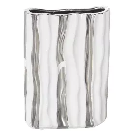 Vase Alexandra House Living White Silver Ceramic 19 x 8 x 25 cm by Alexandra House Living, Vases - Ref: D1620895, Price: 19,2...