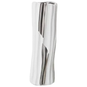 Vase Alexandra House Living White Silver Ceramic 11 x 10 x 33 cm by Alexandra House Living, Vases - Ref: D1620896, Price: 26,...