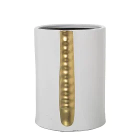 Vaso Alexandra House Living Branco Dourado Cerâmica 17 x 17 x 23 cm de Alexandra House Living, Jarrões - Ref: D1620924, Preço...