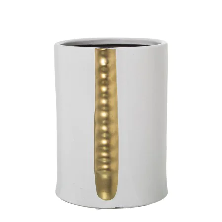 Vaso Alexandra House Living Branco Dourado Cerâmica 17 x 17 x 23 cm de Alexandra House Living, Jarrões - Ref: D1620924, Preço...