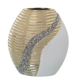 Vase Alexandra House Living Blanc Champagne Céramique Brillant 12 x 21 x 23 cm de Alexandra House Living, Vases - Réf : D1621...