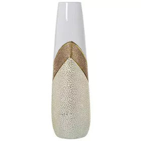 Vaso Alexandra House Living Branco Dourado Prateado Cerâmica Brilhante 14 x 14 x 45 cm de Alexandra House Living, Jarrões - R...