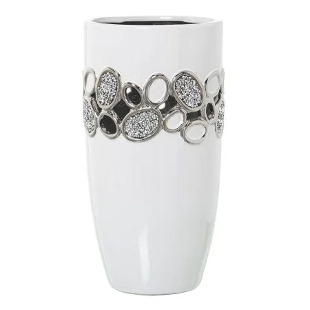 Vase Alexandra House Living Blanc Argenté Céramique 15 x 15 x 27 cm de Alexandra House Living, Vases - Réf : D1621131, Prix :...