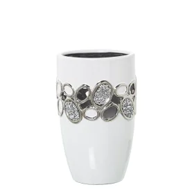 Vase Alexandra House Living Blanc Argenté Céramique 14 x 14 x 21 cm de Alexandra House Living, Vases - Réf : D1621132, Prix :...