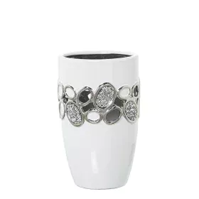 Vase Alexandra House Living White Silver Ceramic 14 x 14 x 21 cm by Alexandra House Living, Vases - Ref: D1621132, Price: 29,...