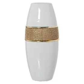 Vaso Alexandra House Living Branco Dourado Cerâmica Brilhante 14 x 14 x 30 cm de Alexandra House Living, Jarrões - Ref: D1621...