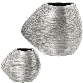 Set of 2 Vases Alexandra House Living Silver Ceramic 27 x 33 x 27 cm (2 Pieces) by Alexandra House Living, Vases - Ref: D1621...