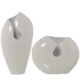 Set of 2 Vases Alexandra House Living White Ceramic Shiny 23 x 24 x 42 cm (2 Pieces) by Alexandra House Living, Vases - Ref: ...