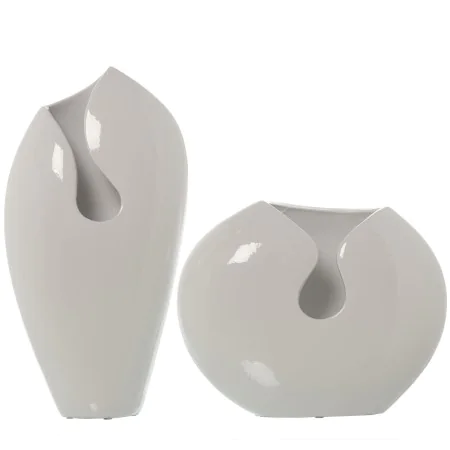 Set of 2 Vases Alexandra House Living White Ceramic Shiny 23 x 24 x 42 cm (2 Pieces) by Alexandra House Living, Vases - Ref: ...