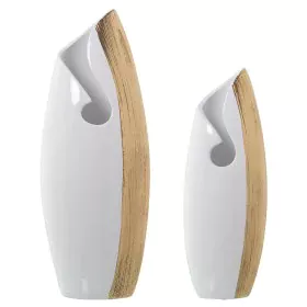 Set of 2 Vases Alexandra House Living White Golden Ceramic 27 x 17 x 47 cm (2 Pieces) by Alexandra House Living, Vases - Ref:...