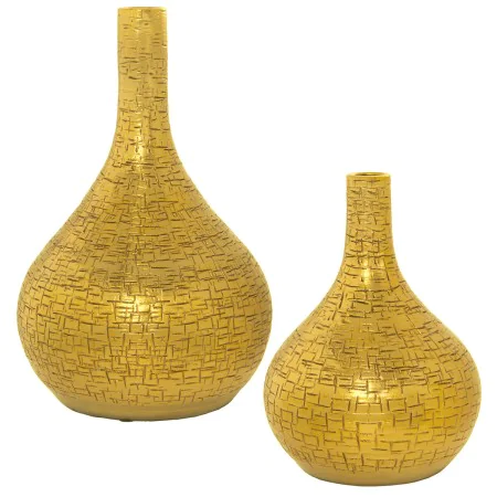 Conjunto de 2 Vasos Alexandra House Living Dourado Cerâmica 24 x 45 x 39 cm (2 Peças) de Alexandra House Living, Jarrões - Re...