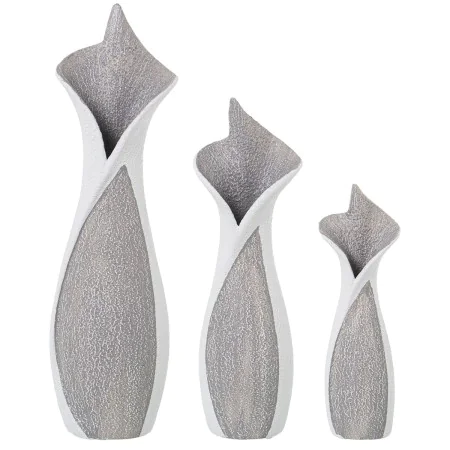 Set of 3 Vases Alexandra House Living White Grey Ceramic 14 x 27 x 42 cm (3 Pieces) by Alexandra House Living, Vases - Ref: D...