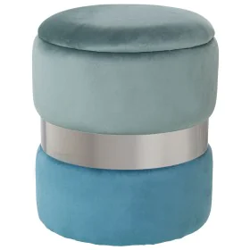 Pouffe Alexandra House Living Blue Silver Velvet Wood 7 x 43 x 37 cm by Alexandra House Living, Bean Bags - Ref: D1624738, Pr...