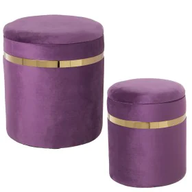 Puff Alexandra House Living Violeta Dorado Terciopelo Madera Set 2 Piezas de Alexandra House Living, Puffs pera - Ref: D16247...