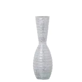 Vaso da pavimento Alexandra House Living Bianco Argentato Ceramica Righe 18 x 18 x 56 cm di Alexandra House Living, Vasi - Ri...