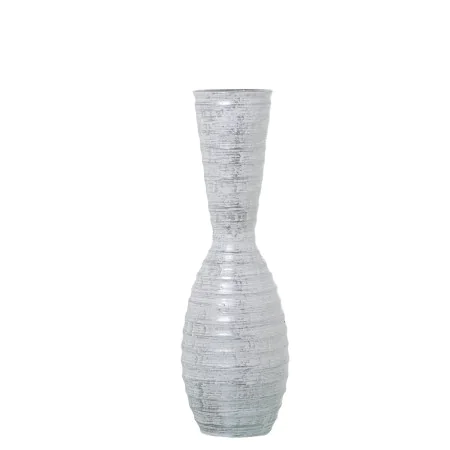 Bodenvase Alexandra House Living Weiß Silberfarben aus Keramik Streifen 18 x 18 x 56 cm von Alexandra House Living, Vasen - R...