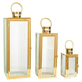 Set de faroles Romimex Dorado Metal Vidrio 18 x 49 x 18 cm 3 Piezas de Romimex, Candelabros y portavelas - Ref: D1628871, Pre...