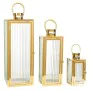 Lantern set Romimex Golden Metal Glass 18 x 49 x 18 cm 3 Pieces by Romimex, Candelabras and candle holders - Ref: D1628871, P...