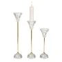 Conjunto de Castiçais Romimex Dourado Metal Vidro 6 x 29 x 6 cm 3 Peças de Romimex, Candelabros e suportes para velas - Ref: ...