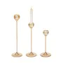 Conjunto de Castiçais Romimex Dourado Metal Vidro 6 x 26 x 6 cm 3 Peças de Romimex, Candelabros e suportes para velas - Ref: ...