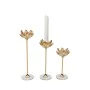 Conjunto de Castiçais Romimex Dourado Metal Vidro 7 x 27 x 7 cm 3 Peças de Romimex, Candelabros e suportes para velas - Ref: ...