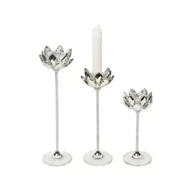 Set de Portavelas Romimex Plateado Metal Vidrio 7 x 27 x 7 cm 3 Piezas de Romimex, Candelabros y portavelas - Ref: D1628896, ...