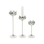 Conjunto de Castiçais Romimex Prateado Metal Vidro 7 x 27 x 7 cm 3 Peças de Romimex, Candelabros e suportes para velas - Ref:...