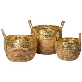 Lot de paniers Romimex Doré Fibre naturelle 31 x 25 x 31 cm 3 Pièces de Romimex, Boîtes et coffres de rangement - Réf : D1628...