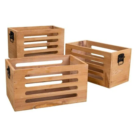 Caixas de arrumação Alexandra House Living Castanho Madeira de abeto 17 x 15 x 28 cm 25 x 13,5 x 14 cm 22 x 10,5 x 13 cm 3 Pe...