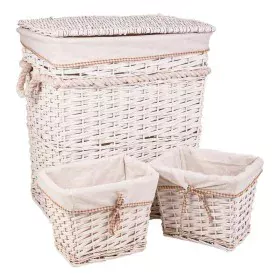 Set of Baskets Alexandra House Living White wicker Willow wood 41 x 63 x 55 cm 30 x 22 x 24 cm 3 Pieces by Alexandra House Li...