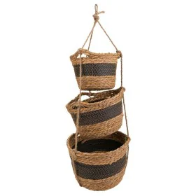 Conjunto de Cestos Alexandra House Living Preto Fibra natural 26 x 19 x 26 cm 22 x 16,5 x 22 cm 18 x 14,5 x 18 cm Para pendur...