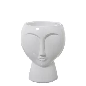 Vase Alexandra House Living Blanc Céramique Brillant Visage 27 x 27 x 35 cm de Alexandra House Living, Vases - Réf : D1621572...