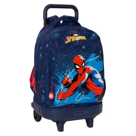 School Rucksack with Wheels Spider-Man Neon Navy Blue 33 x 45 x 22 cm by Spider-Man, Children's Backpacks - Ref: S2438108, Pr...