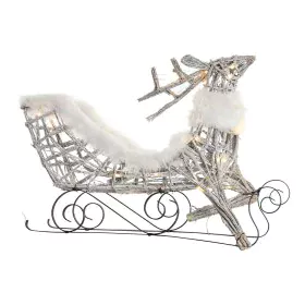 Christmas bauble DKD Home Decor Reindeer and sleigh White wicker Reindeer 75 x 20 x 53 cm by DKD Home Decor, Christmas - Ref:...