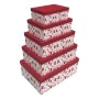 Conjunto de Caixas de Organização Empilháveis DKD Home Decor Branco Vermelho Cartão Rena 50 x 35 x 25 cm (5 Unidades) de DKD ...