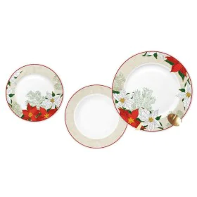 Tableware DKD Home Decor Red Beige Porcelain Flower Christmas 18 Pieces 27 x 27 x 2 cm by DKD Home Decor, Combination Sets - ...