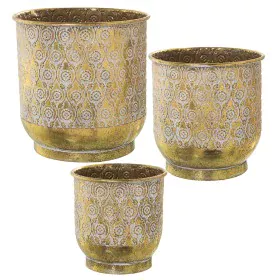 Set of Planters Alexandra House Living White Golden Metal (3 Pieces) by Alexandra House Living, Cachepots - Ref: D1621867, Pr...