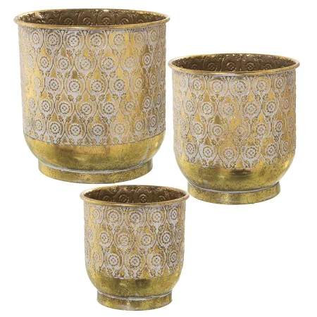 Set de Maceteros Alexandra House Living Blanco Dorado Metal (3 Piezas) de Alexandra House Living, Maceteros - Ref: D1621867, ...