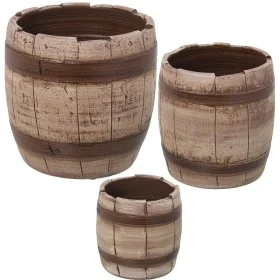 Set of Planters Alexandra House Living Brown Ceramic Barrel (3 Pieces) by Alexandra House Living, Cachepots - Ref: D1621898, ...